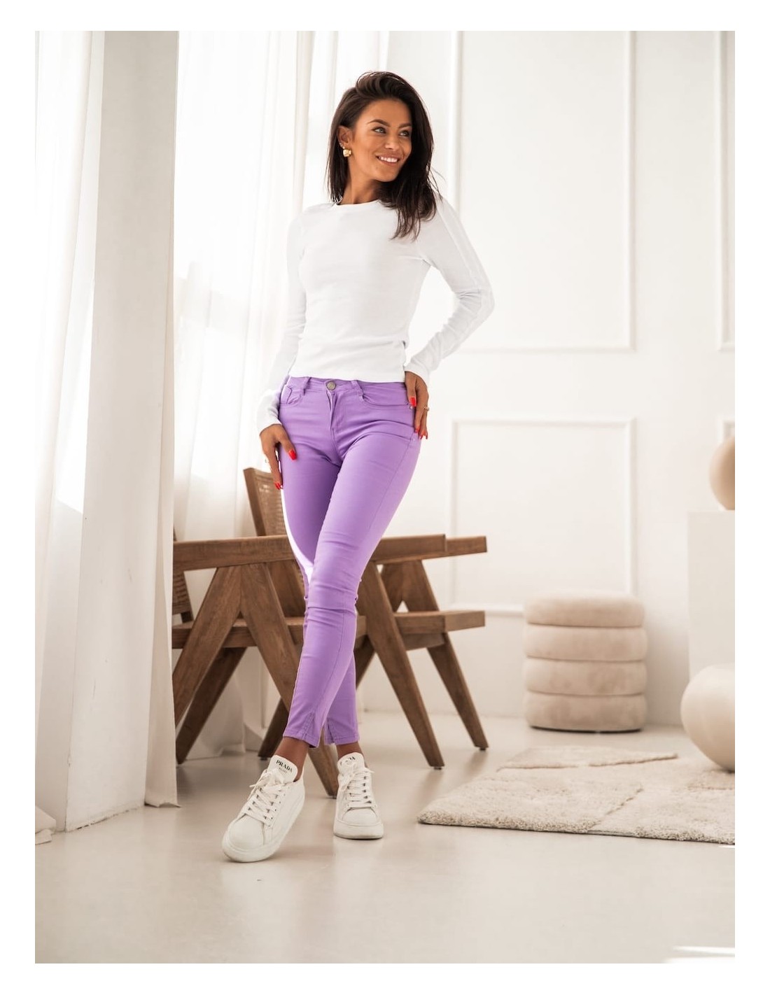 Fashionable light purple denim pants 875 - Online store - Boutique